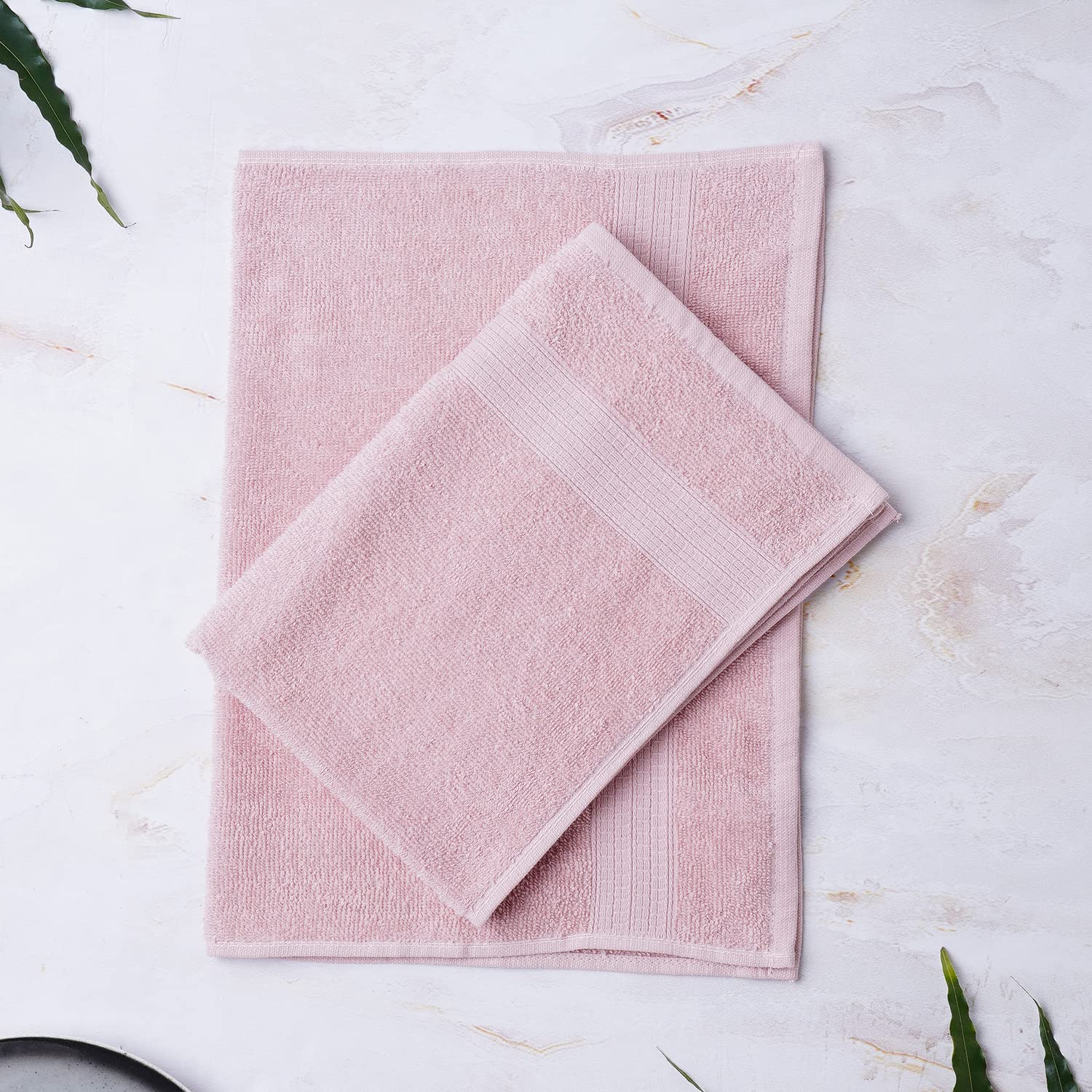 Spaces 100% Cotton Hand Towel 400 Gsm | Ultra Absorbency Easy Care Light Weight - Strawberry Cream (Pack Of 2)