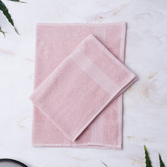 Spaces 100% Cotton Hand Towel 400 Gsm | Ultra Absorbency Easy Care Light Weight - Strawberry Cream (Pack Of 2)