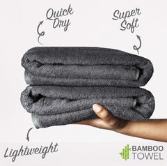 Heelium Bamboo Bath Towel 4x Softer & Quick Drying 400 Gsm (Grey)