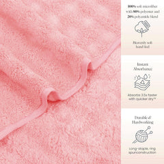 Enrich Homes Microfiber Bath Towels 450 Gsm | Large Size Super Soft Towel For Women & Men (Light Pink)- 1 Pcs