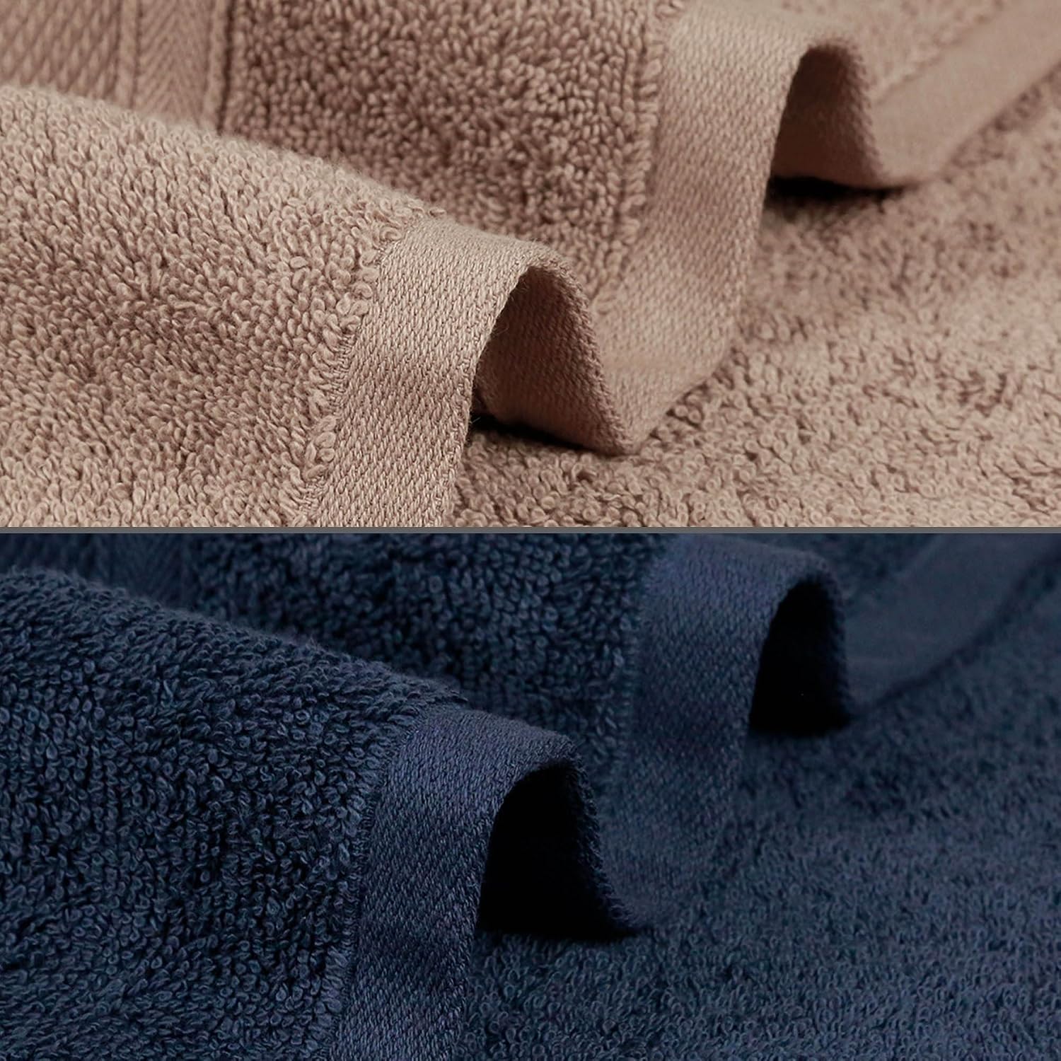 Mytrident Soft Comfort Air Rich 100% Cotton Bath Towel 1000 Gsm | Highly Absorbent Towels For Men & Women Bath Towel (Acorn & Navy) - 2 Pcs