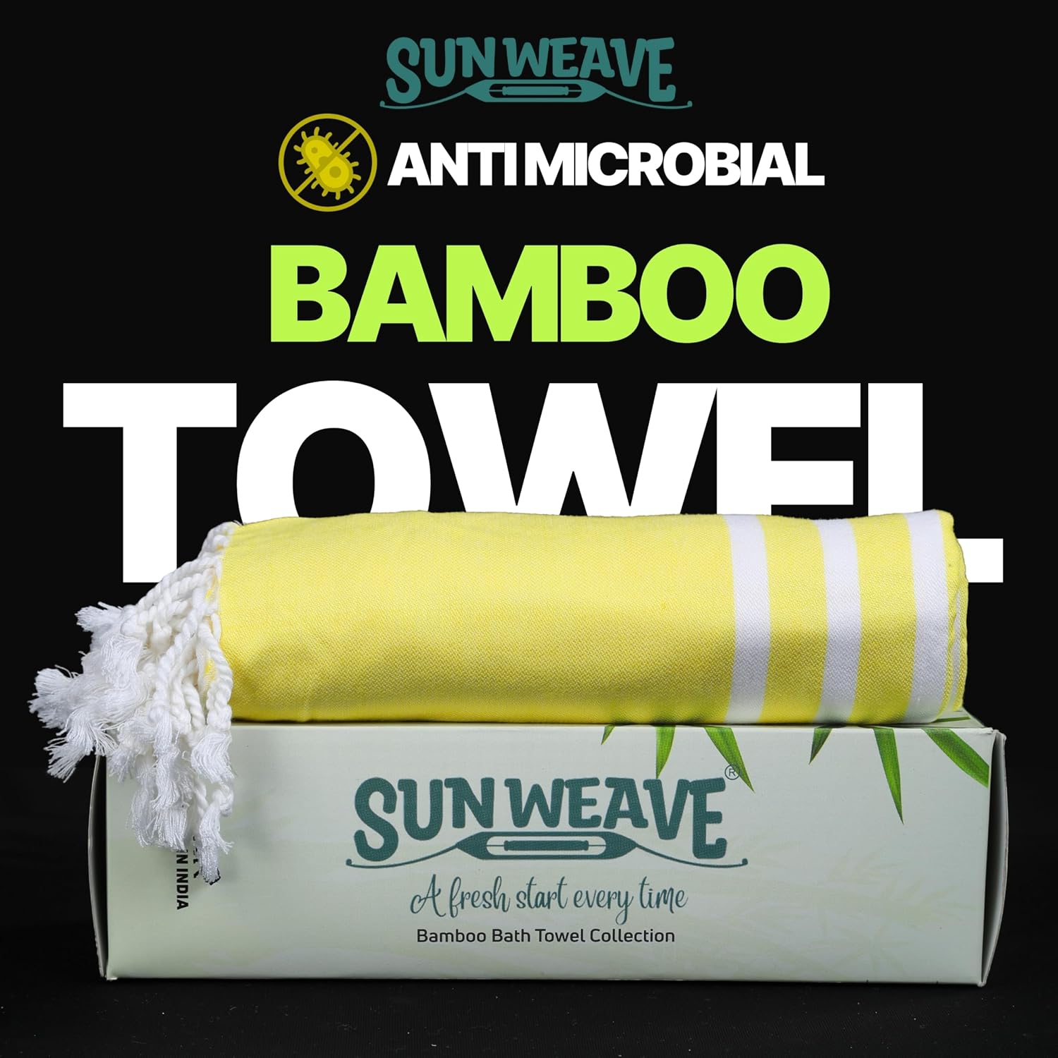 Sun Weave High Absorbency Light Weight Quick Dry Bamboo Head Bath Towel For Women 240 Gsm | Bamboo Gamcha For Men Full Size