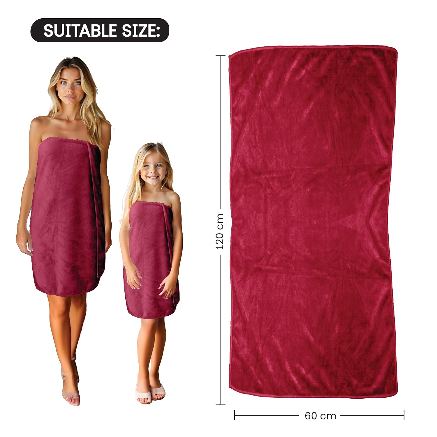 Housse Premium Microfiber Bath Towel 550 Gsm | Extra Large Quick Dry Towels Super Soft Plush | Ultra Absorbent For Home, Swimming, Sports, Travel (Red Plum)