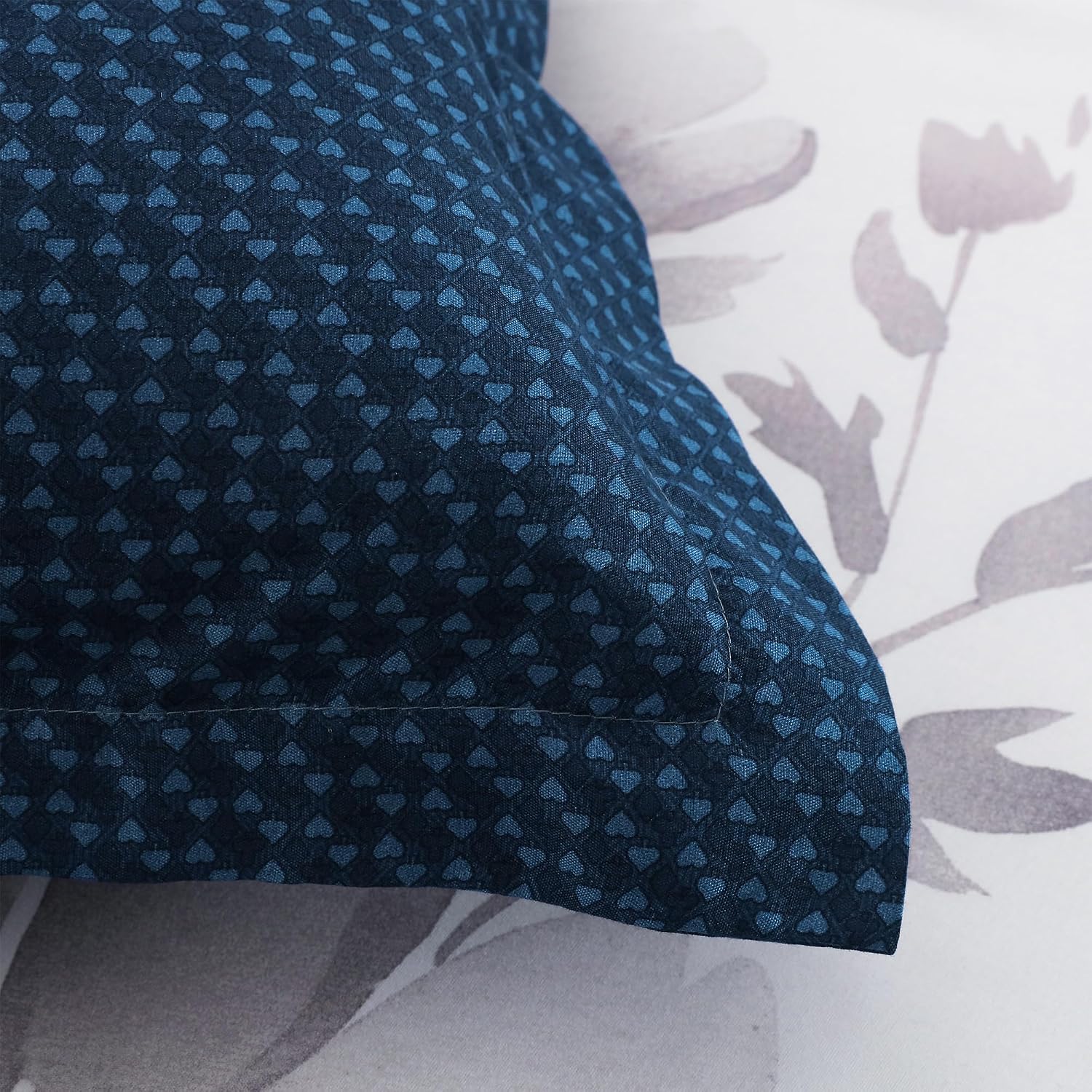 Bedsheets For Double Bed With 2 Pillow Cover - 92 X 98 Inches, White & Blue | Satin Finish Microfiber Queen Size Bedsheet | Skin Friendly & Breathable Fabric