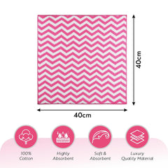 Kuber Industries Super Absorbent & Reusable Microfibre Face Towel 900 Gsm (Zig Zag Pink) - Pack Of 6