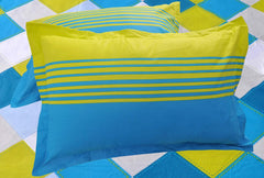 Bedsheet For Double Bed With 2 Pillow Covers - 88 X 96 Inches, Green & Sky Blue | Color Fade Resistant Bedsheet | Ideal For Hotel, Guest House