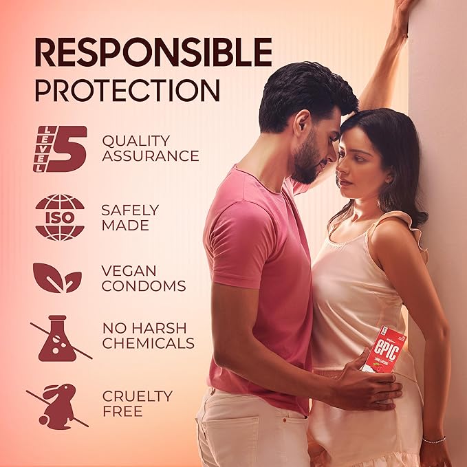 Manforce Epic Pleasure| Ultra Thin Condom | Long Lasting Pleasure | Raspberry Flavour | 10 Pcs |