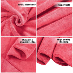 Midastra Weft Microfiber Bath Towel 500 Gsm | Extra Soft, Lint-Free, Quick-Dry & Highly Absorbent Towel (Red)