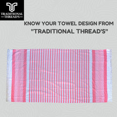 Traditional Thread'S 100% Bamboo Large Size Bath Towels 350 Gsm | Ultra Soft, Absorbent, Light Weight & Quick Dry Towel, Travel, Gym, Beach (Coral Pink)