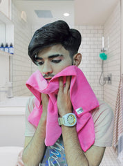 Softspun Microfiber Gym & Sports Sweat Towel 340 Gsm | Ultra Absorbent Lightweight Ultracompact Quick Drying For Working Out, Camping Hiking Travel Men & Women (Pink)