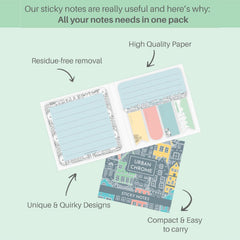 Beautiful Designs & Boho Sticky Notes, 25 Of Each Of The Flags, Urban Chrome - Multicolor