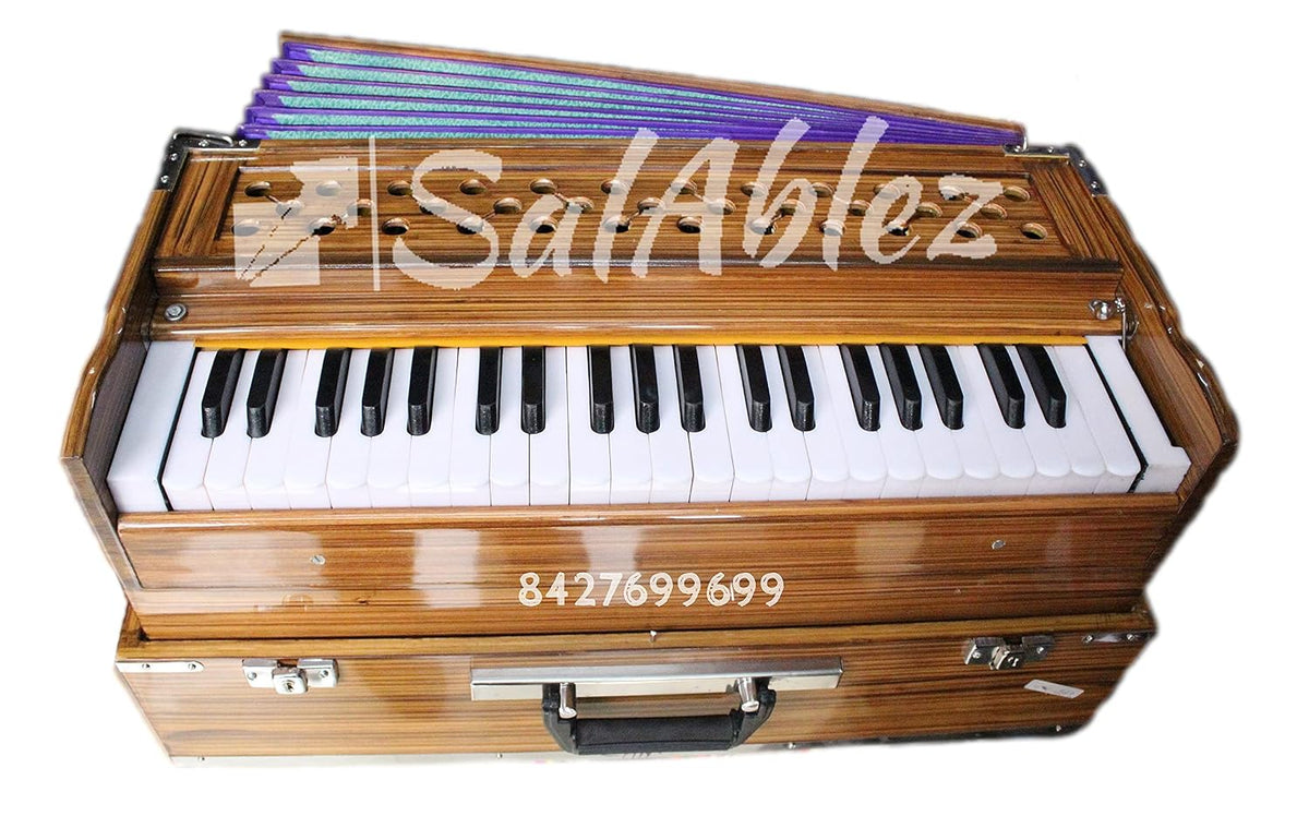 Folding Harmonium With Coupler Free Padded Carry Bag - 7 Bellow, 42 Keys, 3 Reeds (Bass + Male+ Female), 3 1/2 Octaves, Instant Response Keyboard – No Lag Time
