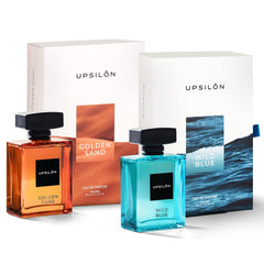 Upsilon Wild Blue + Golden Sand Eau De Parfum For Men 100ml 3.4 Fl.oz. Each Pack Of 2 | Travel Friendly | Luxury Scent