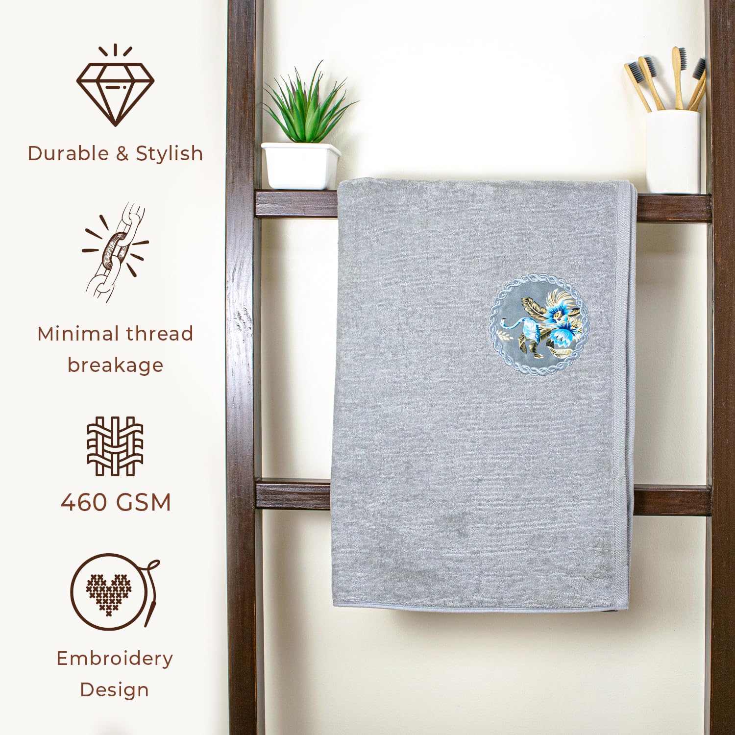 Akiko Home Prima Dream 100% Cotton Bath Towels 450 Gsm | Soft, Absorbent & Durable, Cotton Bath Towel | Pack Of 1 (Grey)