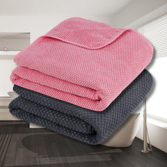 Fezora Microfiber Contler Bath Towels 700 Gsm | Large Size Bath Towel Soft & Absorbent Bath Towel For Men & Women (Peach & Dark Grey)- Pack Of 2