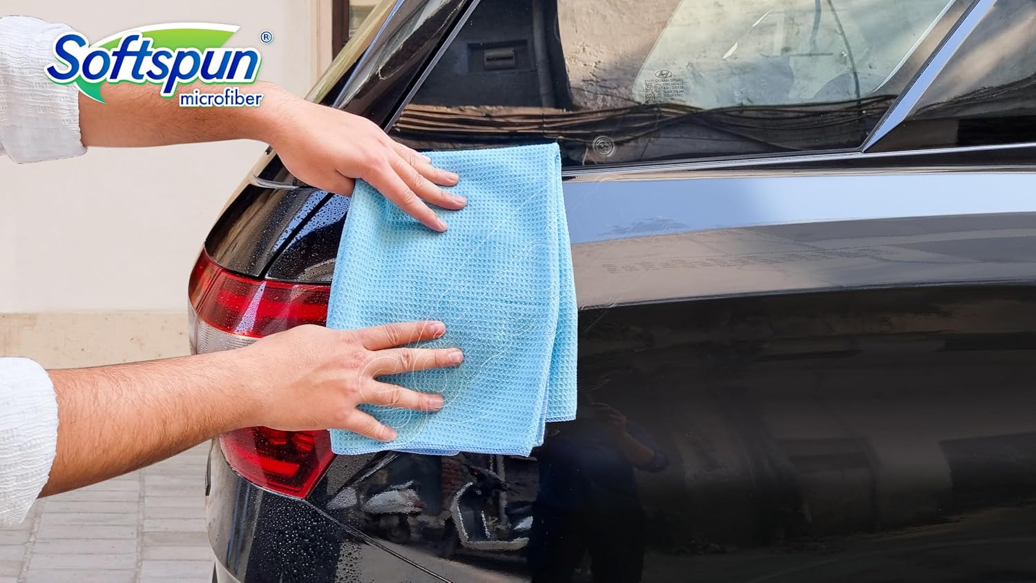 Softspun Microfiber Waffle Weave Cloths Towel 350 Gsm | Multipurpose Highly Absorbent Lintstreak Free Wash Cloth (5 Piece) -Yellow & Sky Blue