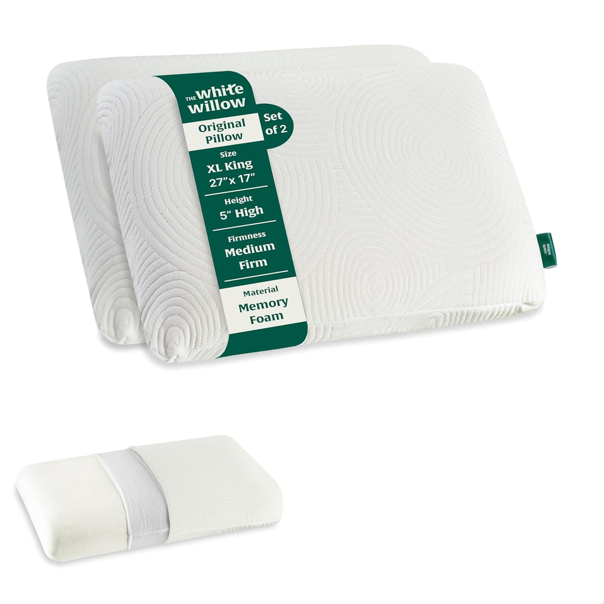 Orthopedic Memory Foam Cooling Gel Extra Large Pillow, White - King Big Size - 27 L X 17 W X 5 H Inches | For Neck & Back Support Sleeping Bed Pillow, Adjustable, Removable Cover - Set Of 2