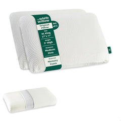 Orthopedic Memory Foam Cooling Gel Extra Large Pillow, White - King Big Size - 27 L X 17 W X 5 H Inches | For Neck & Back Support Sleeping Bed Pillow, Adjustable, Removable Cover - Set Of 2