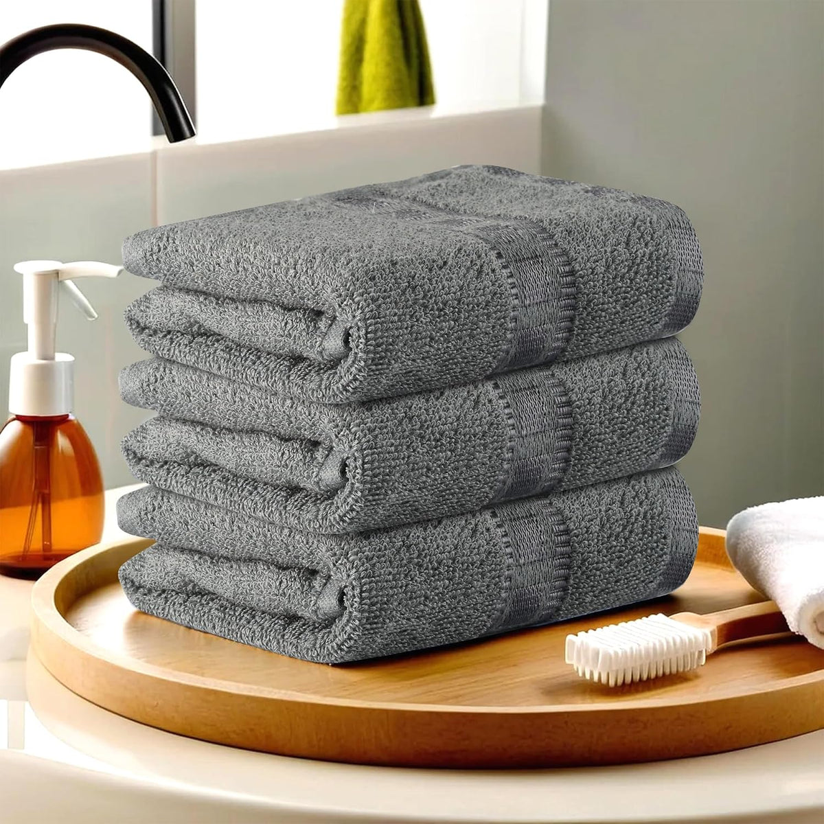 Kuber Industries Cotton Hand & Face 200 Gsm | Easily Washable Workout Gym Napkins For Men - Green (Pack Of 3)
