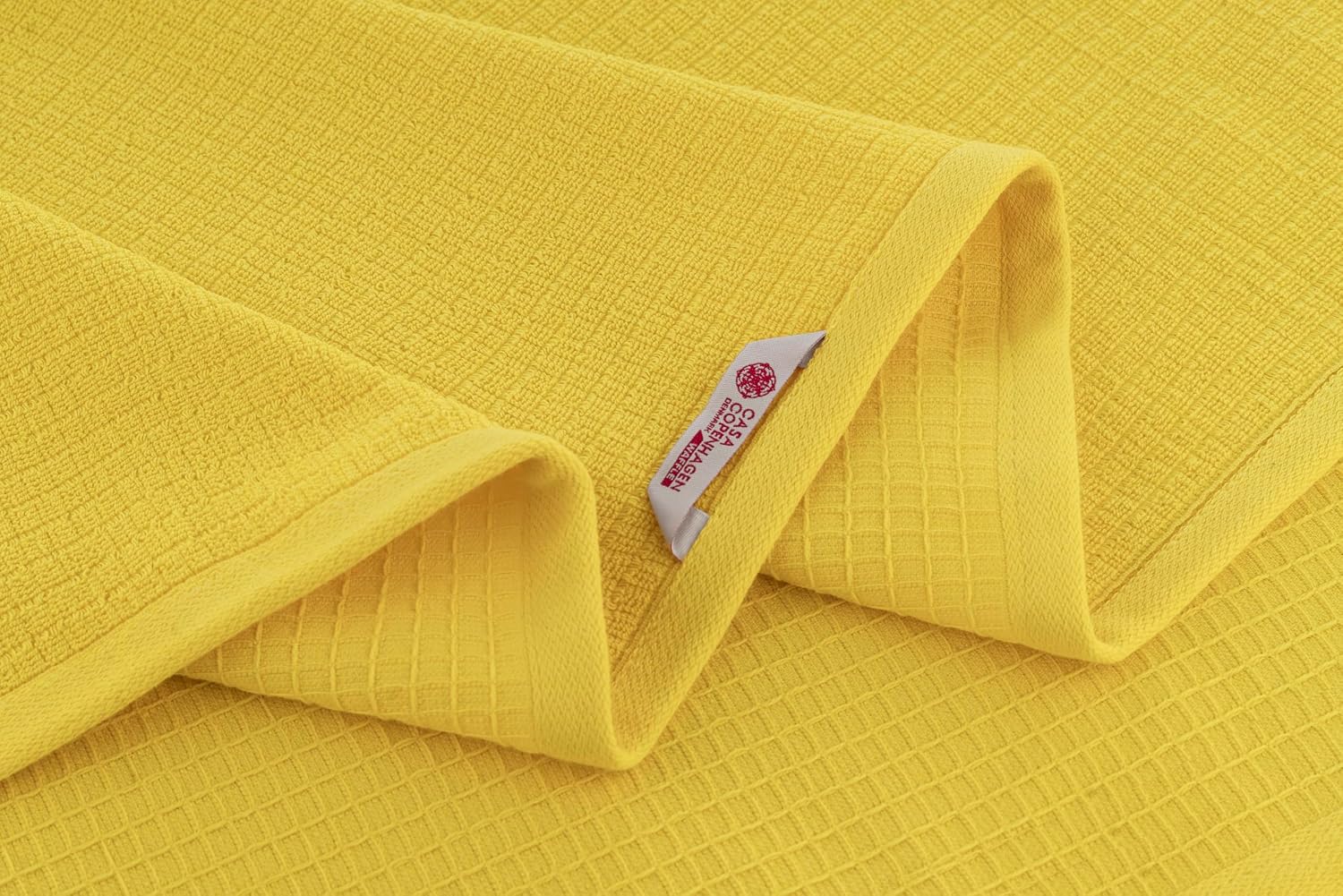 Casa Copenhagen Egyptian Cotton Waffle 1 Pcs Large Bath Towel 500 Gsm (Butter Yellow)
