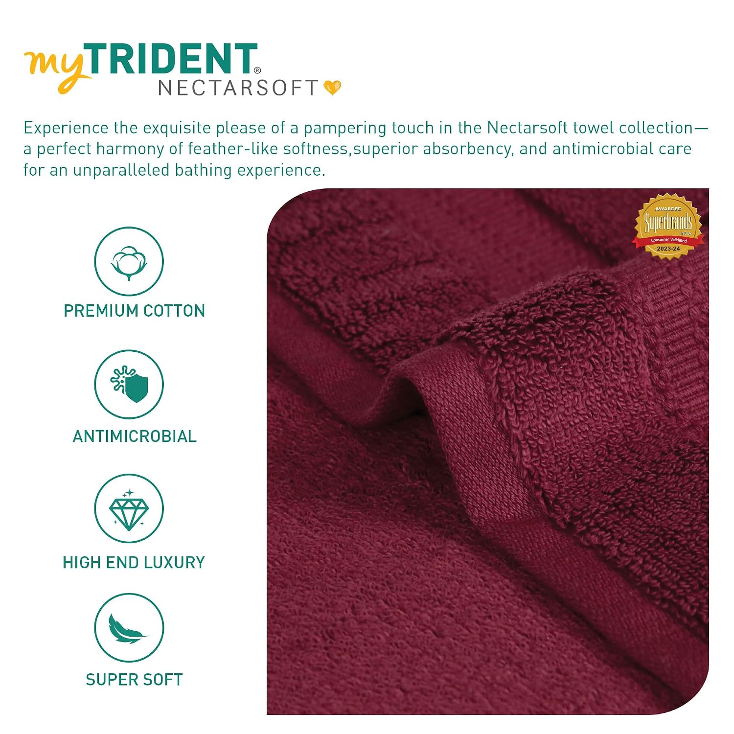 Mytrident Face Towels 600 Gsm | Nectar Soft Collection Wash Towel For Men & Women Face Towels - Berry Wine (3 Pcs)