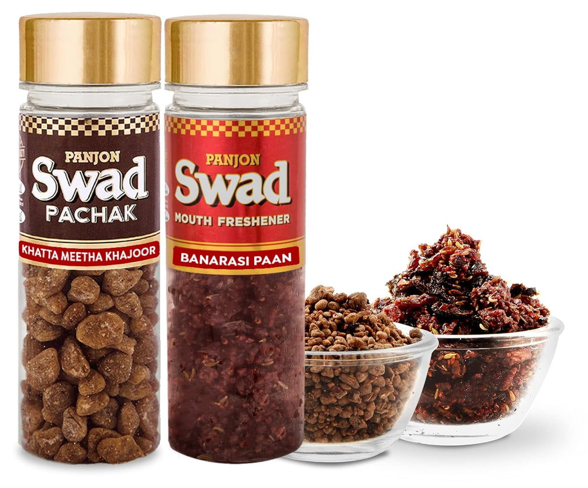 Panjon Swad Pachak Khatta Mitha Khajoor & Mukhwas Banarasi Paan 230gm, (115gm *2 Bottle)