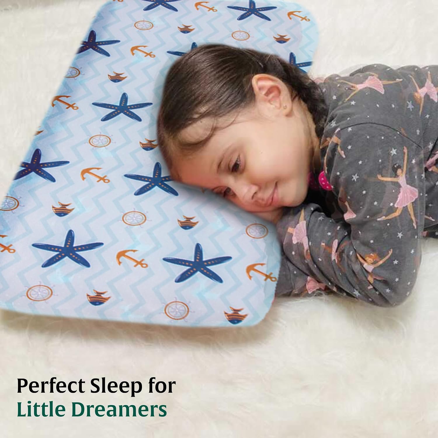 Bed Pillow For Kids, Baby Pillow For 2 Years To 8 Years, Blue, Small Pillow | Memory Foam Soft Kids Pillow For Sleeping | Kids Pillow For Girls & Boys, Toddler Pillow, Blue Pillow Cover