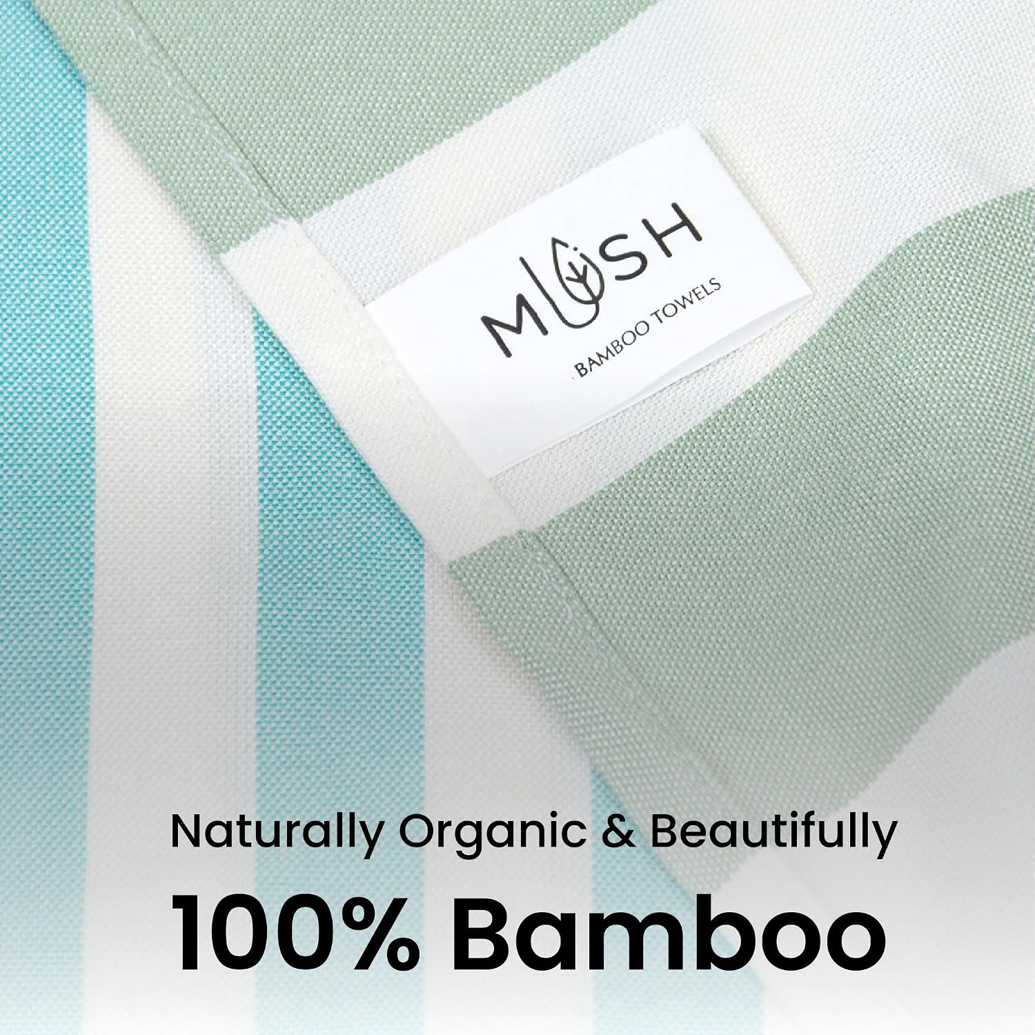 Mush 100% Bamboo Extra Large Bath Towels 290 Gsm | Ultra Soft, Absorbent, Quick Dry, Compact Cabana Styled Bath Towel For Men & Women (Turquoise & Light Green)