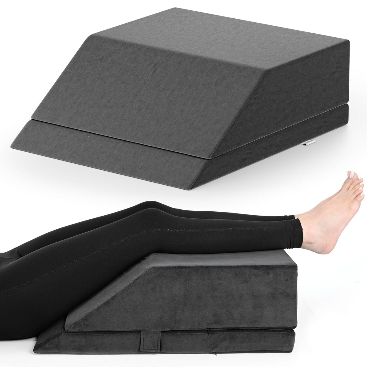 Leg Elevator Pillow, For Pain Relief, Dark Grey, Size - 24 X 20 X 8 Inch | Adjustable Leg Elevation Pillow For Leg, Hip & Knee Pain Relief | Ideal For Leg Surgery, For Varicose Veins