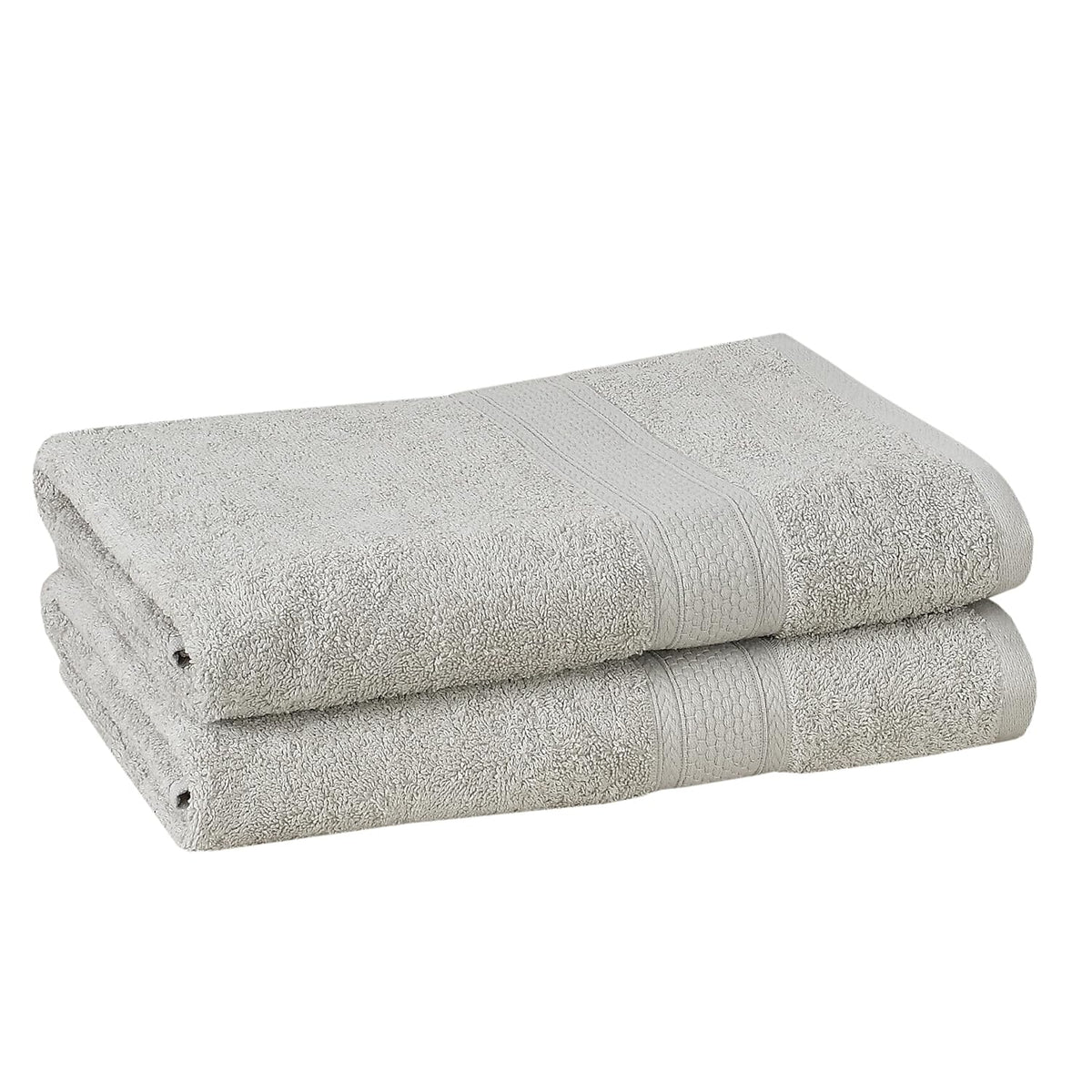 Fresh From Loom Luxury Edition Egyptian 100% Pure Cotton Bath Towel 1200 Gsm | High Water Heavy Soft Dual Stitched Bath Towel (Light Grey) - 2 Pcs
