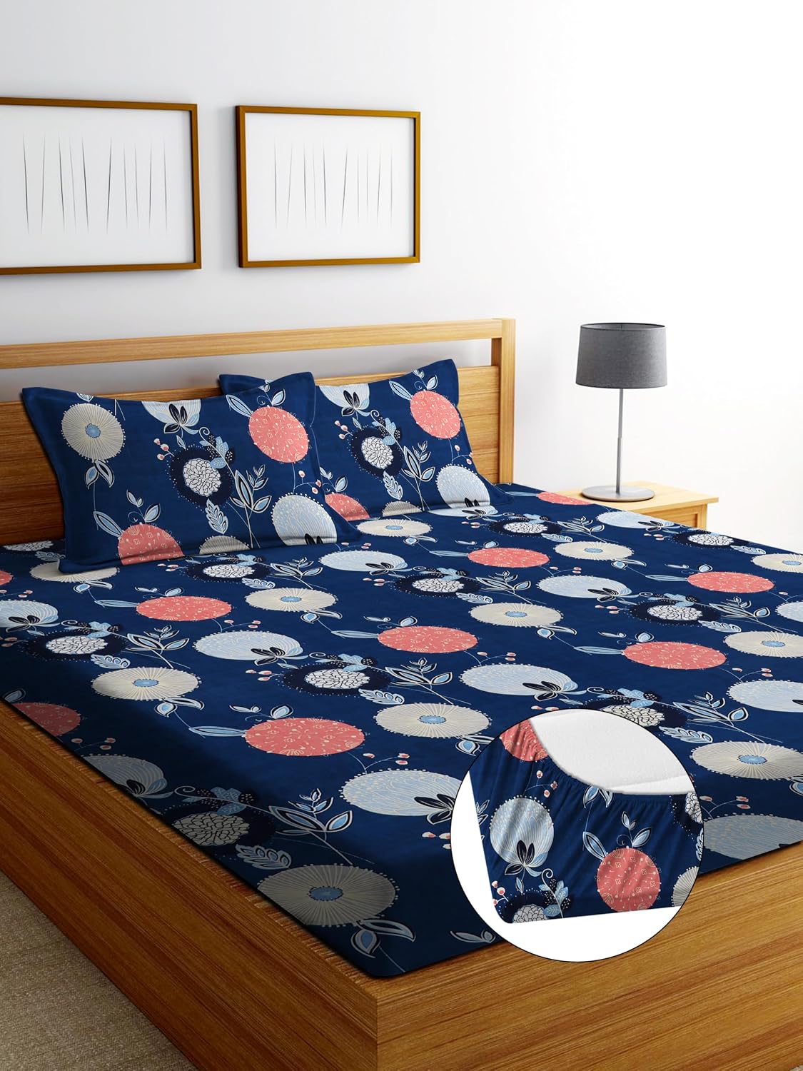 1 Bedsheet King Size 2 Matching Pillow Covers - 72 X 780 Inches, Blue | All Around Elastic Soft & Durable Bedding For Bedroom - Lightweight Perfect For All Seasons