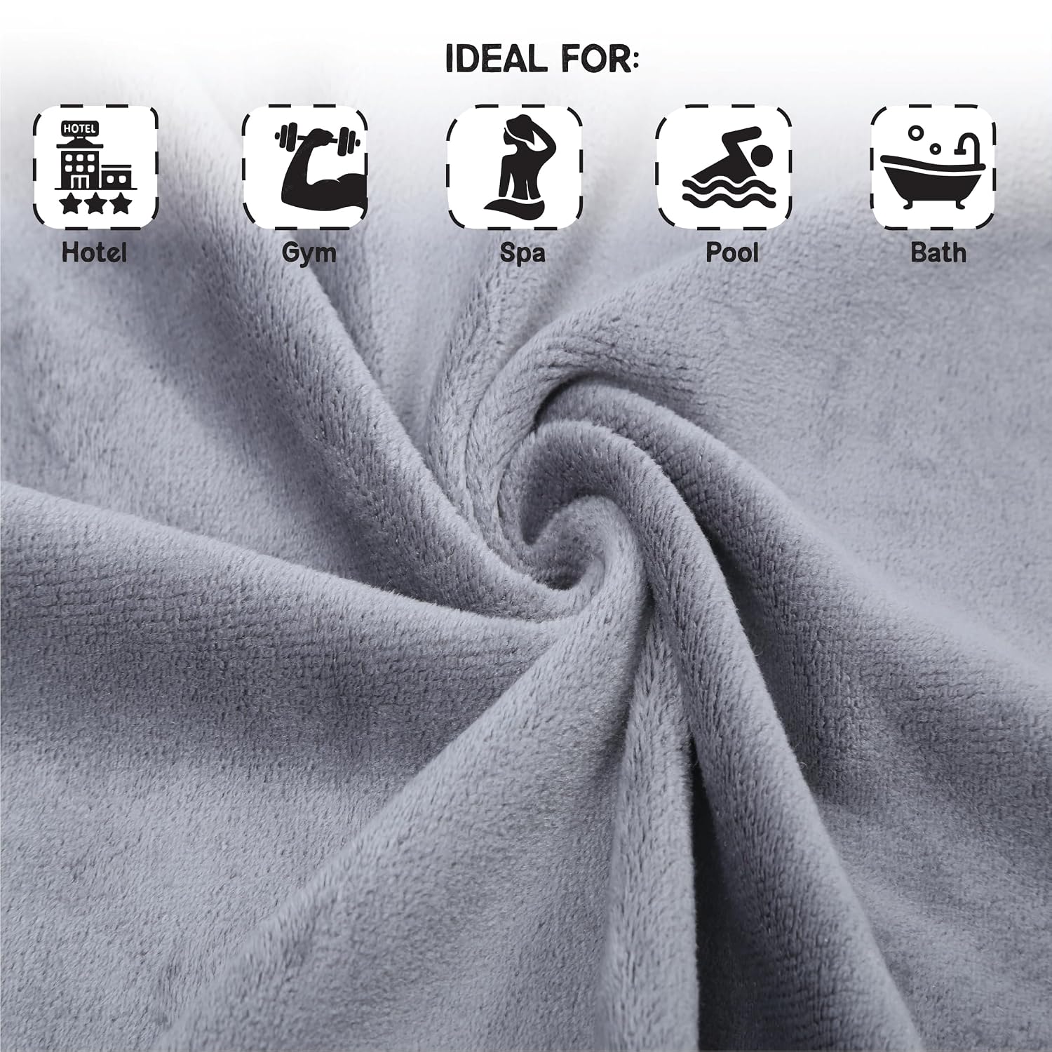 Housse Premium Microfiber Bath Towel 550 Gsm | Extra Large Quick Dry Towels For Women & Men | Super Soft Plush | Ultra Absorbent For Home Swimming Sports & Travel (Natural Grey)