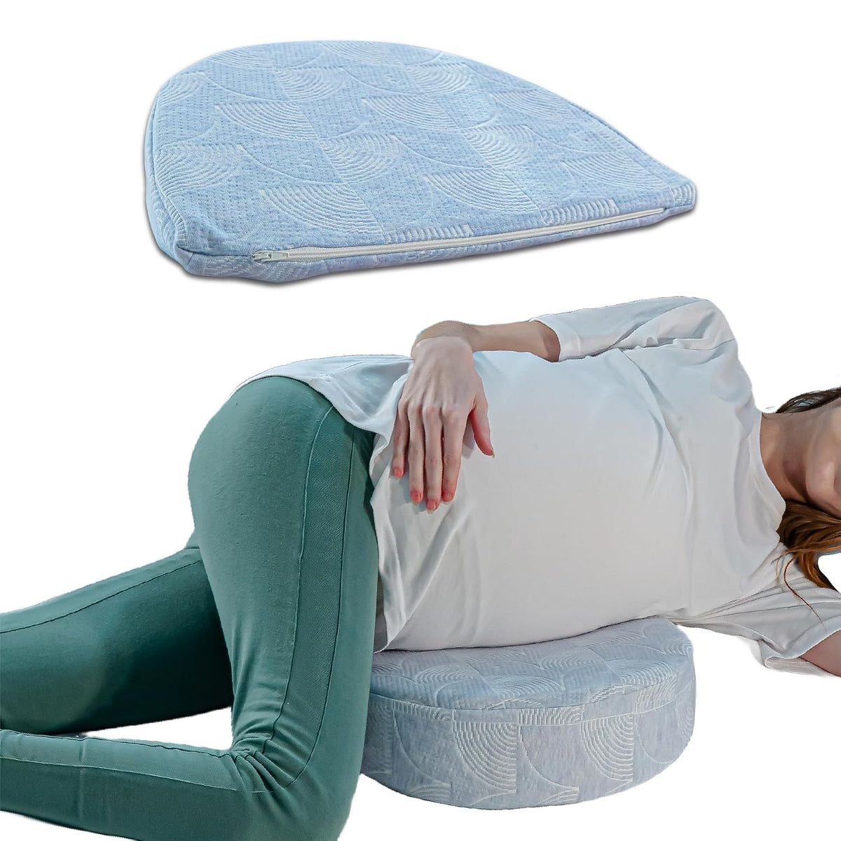 Pregnancy Pillow For Women, Maternity Pillow For Pregnancy Sleeping, Sky-Blue | Memory Foam Pregnancy Pillow Wedge Shape For Belly & Back Support | Perfect Pregnancy Gift For First Time Mom