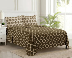Jaipuri Design Cotton King Size Printed Bedsheet With 2 Pillow Covers - 108 X 108 Inches, Forest Green & Beige | Ideal For Home Use & Perfect For Gifting On Weddings, Housewarmings & Festivals