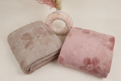 Hanker Ultra Luxury Large Size Plush Bath Towel 1000 Gsm | Blossom Super, Very Soft On Skin, Luxurious Fabric, Pure Polyamide Bath Towel (Soothing Beige & Calm Peach) - 2 Pcs