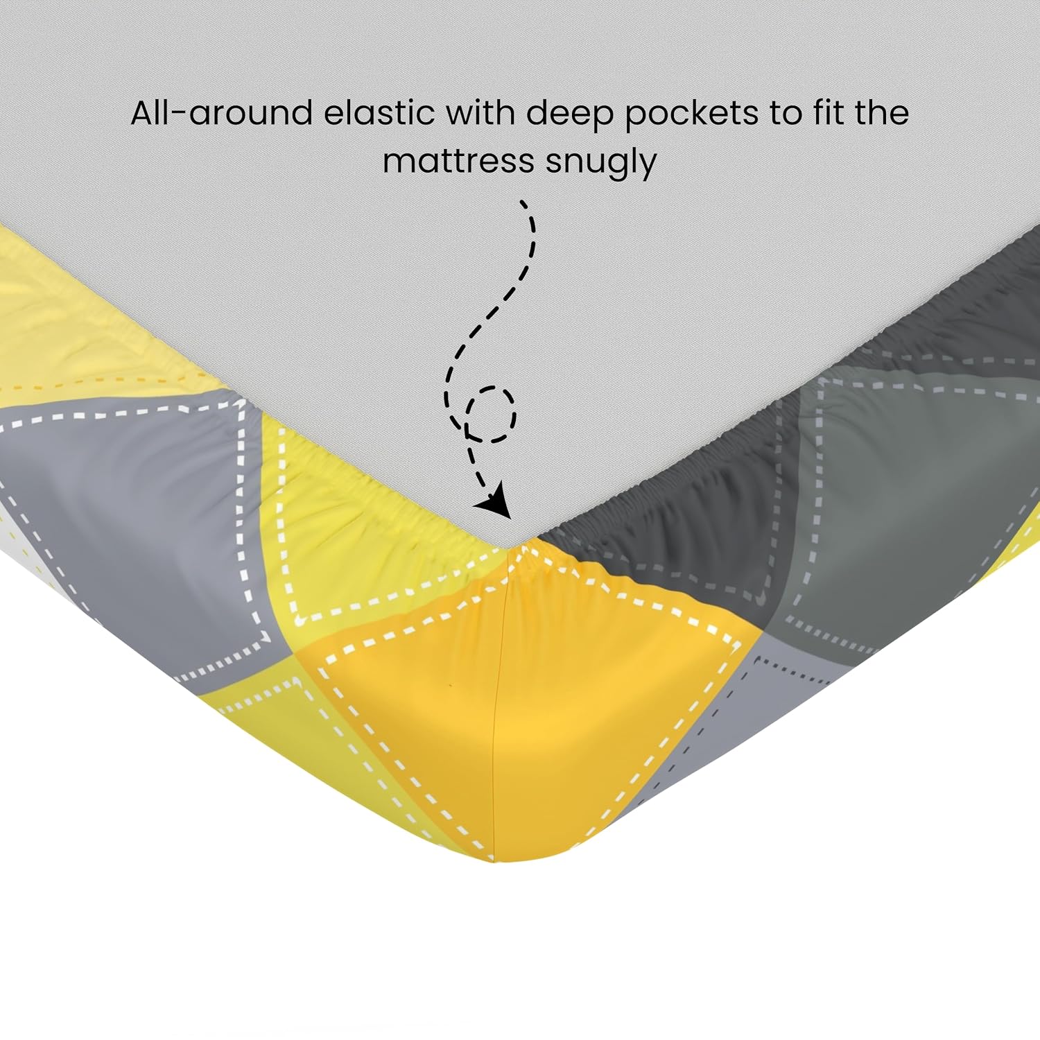 Printed Bedsheet For Double Bed 2 Pillow Cover - 60 X 78 Inches, Yellow & Grey | All Around Elastic Fitted - Ultra Soft & Breathable | Superior Softness & Breathability