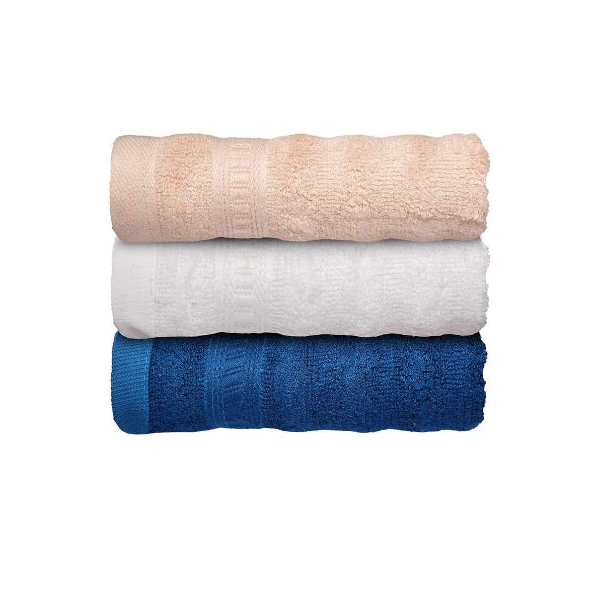 Caimla Luxury 100% Bamboo Face Towel 550 Gsm | Ultra-Soft, Highly Absorbent & Eco-Friendly Towels - Perfect For Sensitive Skin - Pack Of 3 (Beige, White & Blue)