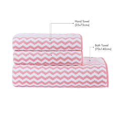 Spread Spain Microfiber Wave Coral Face & Bath Towel 900 Gsm | Quick-Drying & Ultra Absorbent Towel Set For Anniversary & Wedding Gift - Pink (Pack Of 2)