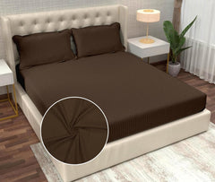 Striped Brown Bedsheet For King Size With 2 Pillow Cover (90 X 95 Inches) | Softer & Durable For All Season | Ideal For Daily Use Home Bedsheet