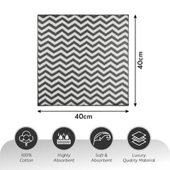 Kuber Industries Super Absorbent & Reusable Microfibre Face Towel 1300 Gsm (Zig Zag Grey) - Pack Of 12