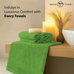 House Of Terry 100% Cotton Bath Towel 1000 Gsm | Quick Dry, Soft & Absorbent, Fade-Resistant, Skin-Friendly Large Size Towel (Spring Green & Lilac) - Pack Of 2