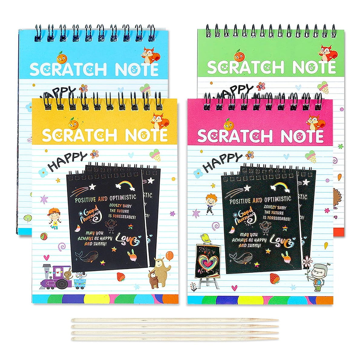 Scratch Notepad For Kids, Theme C1 With Magical Rainbow Color Sheets | Pack Of 4