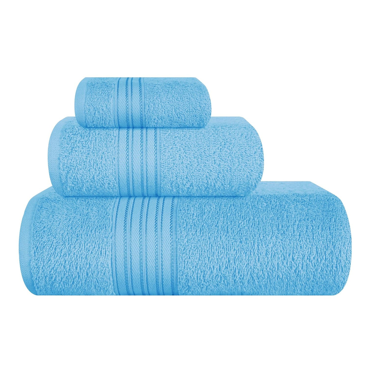 Boutiquo 100% Cotton Bath, Hand & Face Towel 900 Gsm | Eco-Friendly Towels For Men & Women, Ultra Soft & Highly Absorbent - Sky Blue (Pack Of 3)