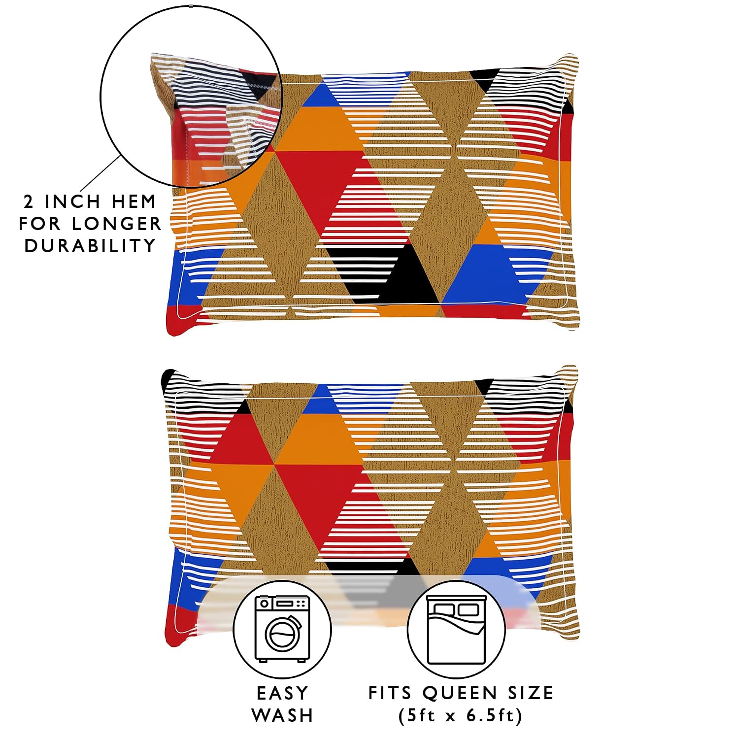 Queen Size Bedsheet With 2 Matching Pillow Covers - 88 X 100 Inches, Multicolor | All Around Elastic Fitted Breathable & Soft Touch Bedsheet