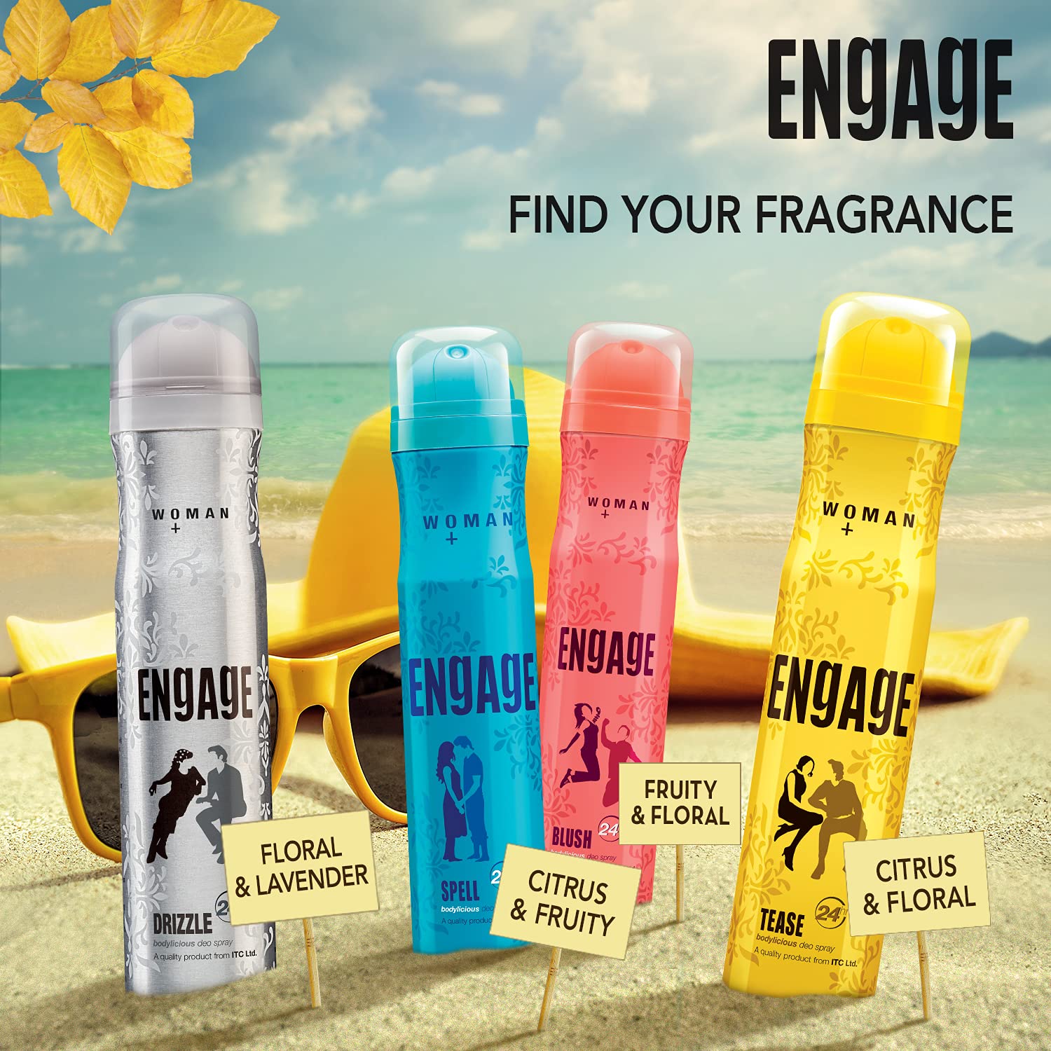 Engage Tease Deodorant For Women | Citrus & Floral , Skin Friendly Fragrance Body Spray 150ml 5 Fl.oz. | Perfect For All Occasions