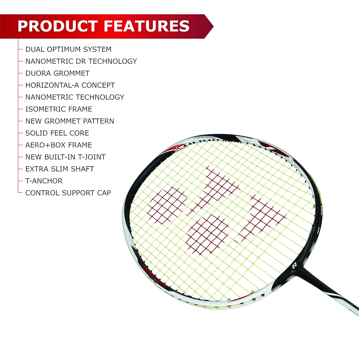 Yonex DUORA Z STRIKE Professional Graphite  Badminton Racquet With Free Full Cover, Colour - Black & White, 88 Grams , 28 Lbs Tension, Grip Size - G4