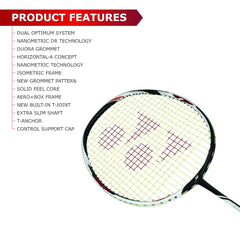 Yonex DUORA Z STRIKE Professional Graphite  Badminton Racquet With Free Full Cover, Colour - Black & White, 88 Grams , 28 Lbs Tension, Grip Size - G4