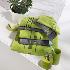 Casa Copenhagen Egyptian Design 2 Bath + 2 Hand & 2 Face Towels 1800 Gsm | He & She X Line Collection 100% Cotton 6 Piece Towel Set - Grey & Green
