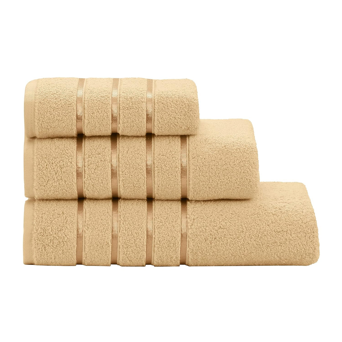 Spread Spain Roman Face, Hand & Bath Large Towel 600gsm | Super Soft & Comfortable, Extra Absorbent Cotton Towels For Face, Body & Gym- Gold (Set Of 3)