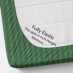 Cotton Elastic Fitted King Size Double Bed Bedsheet With 2 Pillow Covers - 72x78x6 Inches, Dark Green | Durable Bedsheets For Everyday Comfort